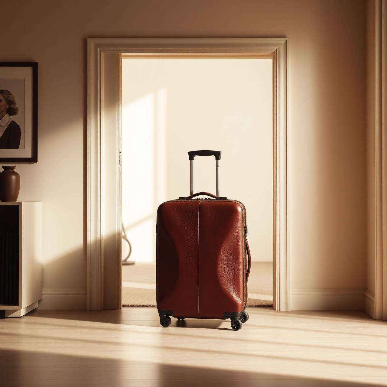 Valise de voyage dans un appartement chaleureux